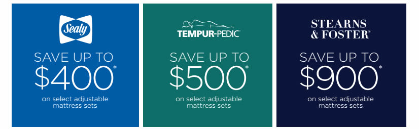 Tempur-Pedic, Stearns & Foster, Sealy Mattresses